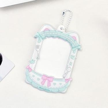 Imagem de Suporte de cartão de foto de ídolo Kpop de 7,6 cm, capa de cartão de PVC transparente com laço fofo - protetor de foto para cartão de crédito/identidade, verde