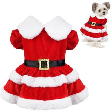 Imagem de GOYOSWA Vestido de Natal para cães, roupas de Natal para cães vermelhos, fantasia de Papai Noel, roupas de Natal para cães pequenos e médios (vestido de Natal, grande)