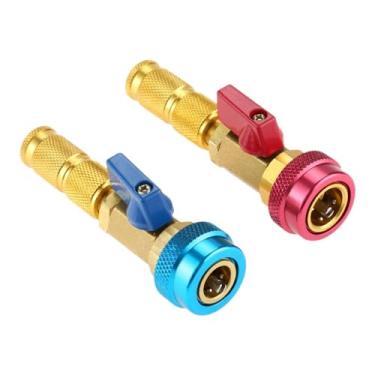 Imagem de Conjunto de Ferramentas Remoção e Instalação Rápida Núcleo Válvula R134A R12 2 Unidades Ferramenta Ajustável Manutenção HVAC Alta Baixa Pressão para Ar Condicionado Carro Substituição Eficiente Sem Pe