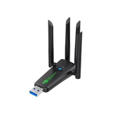 Imagem de Adaptador usb wi-fi de banda dupla 1200mbps 2.4g/5.8ghz dongle wi-fi5 4 antenas receptor sem fio usb 3.0 para pc laptop Plug and Play