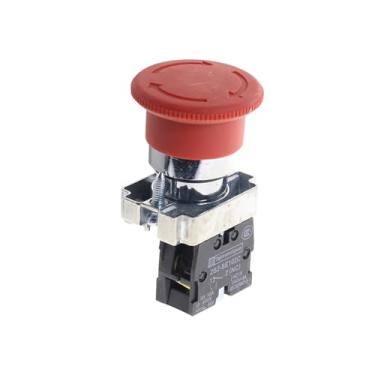 Imagem de 1 interruptor de botão de parada de emergência de cogumelo vermelho NC de 22 mm XB2-BS542
