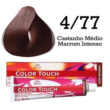 Imagem de Tonalizante Color Touch 4.77 Castanho Médio Marrom Intenso  Wella Prof