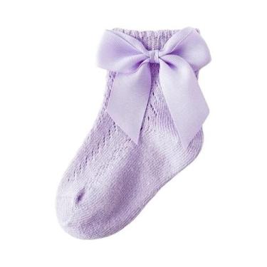 Imagem de Meias Respiráveis para Bebês Recém-nascidos, Com Laços, Fofas, Vazadas