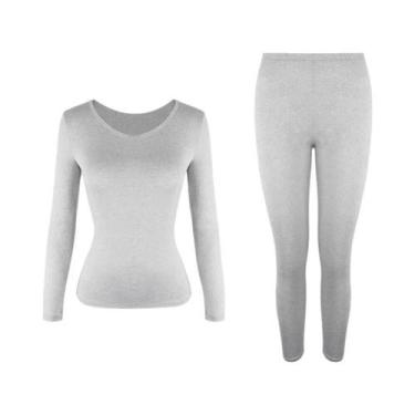 Imagem de Conjunto De Roupa Térmica Feminina S-3XL Forrado Com Fleece Camada Bas