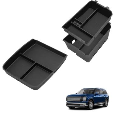 Imagem de smabee Para Hyundai Palisade 2026 2 peças bandeja de armazenamento de apoio de braço + bandeja organizadora de console central inferior acessórios