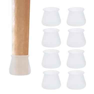 Imagem de 8 peças de tampas de perna de cadeira de silicone, protetores de piso de perna de cadeira antiderrapantes para pisos de madeira, almofadas duráveis de redução de ruído para cadeiras de jantar, bancos