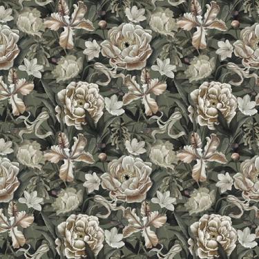 Imagem de COKCOKR Papel de parede vintage para descascar e colar com folhas de flores 40 x 300 cm floral escuro removível papel de parede vinil decoração de parede papel de contato para quarto locatário