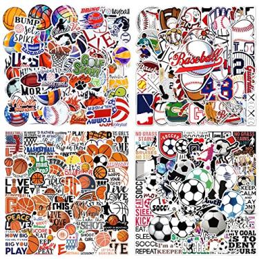 Imagem de 200 adesivos esportivos de bola de basquete, beisebol, voleibol, futebol, crianças, adolescentes, adesivos de vinil impermeáveis para garrafas de água, álbuns, laptop, decorações temáticas esportivas