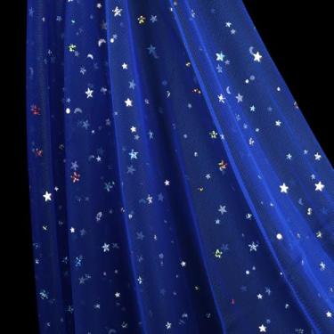 Imagem de SAYUAN Rolos de tecido de tule com glitter de 137 cm x 8 metros de estrelas a laser e rolos de tule para bricolage tutu vestido de mesa corredor saia artesanato transparente cenário de casamento