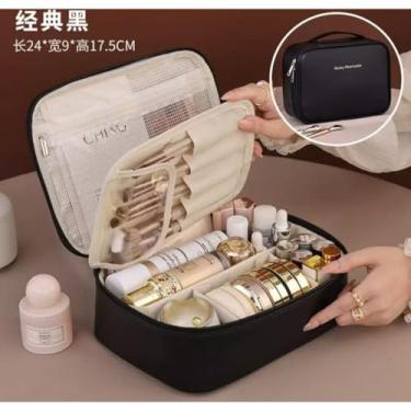 Imagem de Necessaire Organizador Cosmético Maquiagem Feminino Para Viagem Em Alto.(885-PRETO)