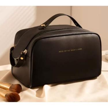 Imagem de Necessaire Organizador Cosmético Maquiagem Feminino Para Viagem Em Alto.(886-PRETO)