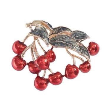 Imagem de Broches De Cereja Com Strass Unissex Para Mulheres, Pins De Frutas Em 