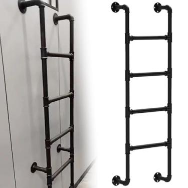 Imagem de Escada de metal resistente montada na parede - Escada de saída de ferro forjado de 3 a 8 degraus para porão e poço de janela, segurança doméstica de escape de incêndio (2,5 m)