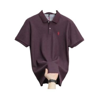 Imagem de Camisa Polo Masculina De Algodão Respirável Com Manga Curta, Bordada, 
