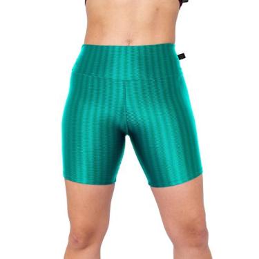 Imagem de short poliamida 3d cintura alta meia coxa - ASHYC, Verde, Claro, P/38