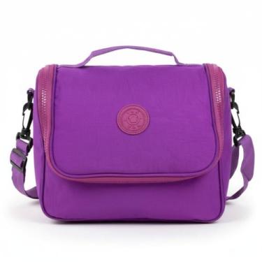 Imagem de Bolsa Térmica Feminina Nylon Lancheira Necessaire Grande Marmiteira co