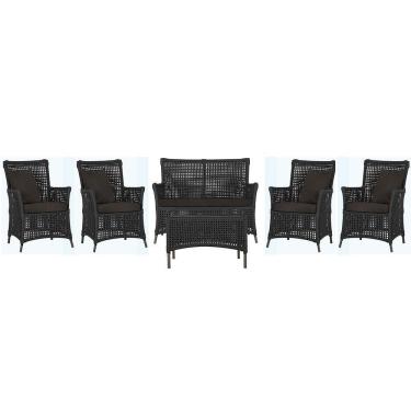 Imagem de Jogo Sofá 4 Poltronas E Mesa Igapó Marrom E9 Trama Original Preto