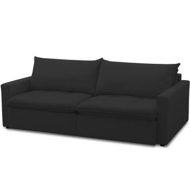 Imagem de Sofá Cama Retrátil Reclinável 208cm Lari F04 Veludo Preto