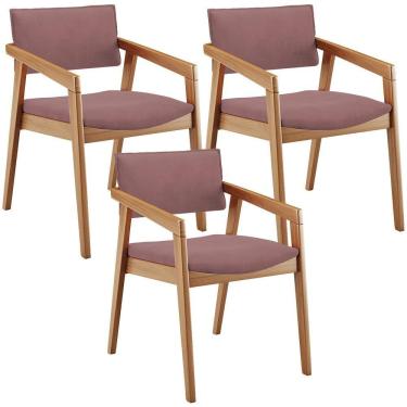 Imagem de Kit 03 Cadeiras De Jantar Estar Living Giorgia L02 Suede Rosê