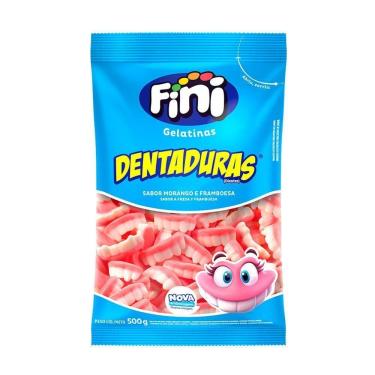 Imagem de Balas Fini Dentaduras Morango E Franboesa Pacotão De 1Kg