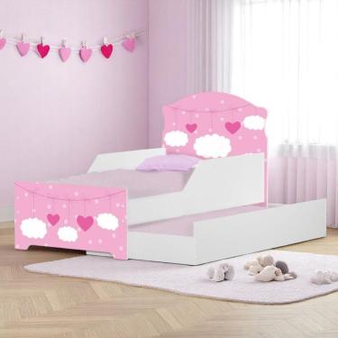 Imagem de Mini Cama Infantil Com Cama Auxiliar 153x79cm Personagens Nuvem Menina K02 - D'rossi