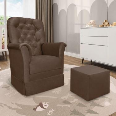 Imagem de Poltrona De Amamentação Com Balanço E Puff Angelin Suede Marrom P02 - D'rossi