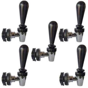 Imagem de Kit 5 Torneiras Chopeira Torre Chopp em ABS preto e cromado - Zufer