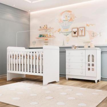 Imagem de Quarto de Bebê Cômoda com Fraldário Selena Berço 3 em 1 Gabrielle Bran