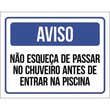 Imagem de Kit 5 Placas Não Esqueça Chuveiro Antes Entrar Piscina - Sinalizo