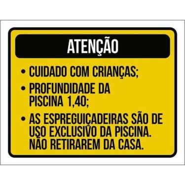 Imagem de Kit 5 Placa Acm Cuidado Crianças Espreguiçadeiras 18X23 - Sinalizo