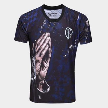 Imagem de Camiseta Quebrada Corinthians Masculina, Roxo, Preto, M