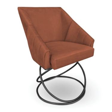 Imagem de Poltrona Luxo Alana Veludo Base Luxo Preto - Pallazio Cor Terracota