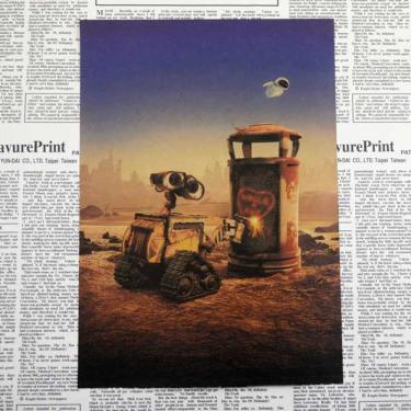 Imagem de Pôster Painting WALL E Robot Vintage Kraft 30x42cm