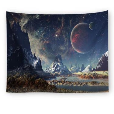 Imagem de Tapeçaria Starry Sky Moon Wall Room Estética 150x150cm - Yiweisai