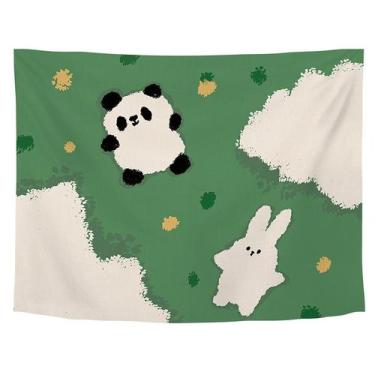 Imagem de Tapeçaria Panda Rabbit Wall Microfabric 150x130cm, decoração de quarto