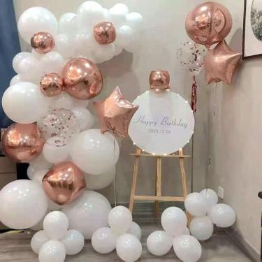 Imagem de Kit de balão, 88 unidades de látex, branco, ouro rosa para festa de ca