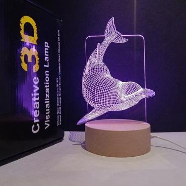 Imagem de Luz noturna, LED 3D, golfinhos, mudança de cor para crianças - Yiweisa