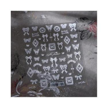 Imagem de Adesivos De Unha 5D Com Borda Dourada, Coração, Laço, Lua E Estrela, E