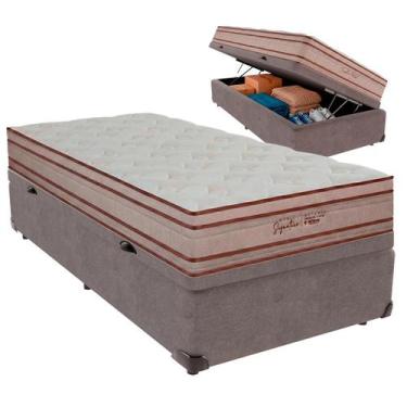 Imagem de Cama Box Baú Solteiro e Colchão Artemis Molas Ensacadas Colchobel Cinz