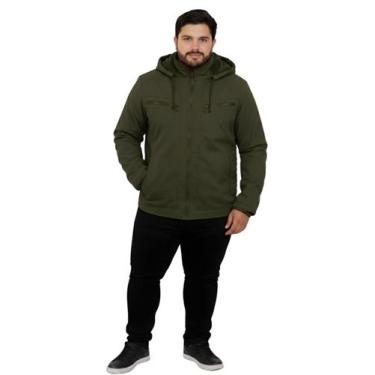 Imagem de Jaqueta Sarja Masculina Revestida Com Bolsos Plus Size Tamanho:G4Cor:V