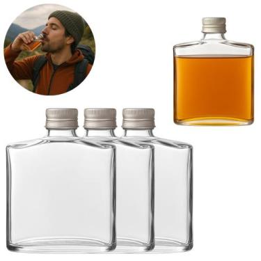 Imagem de 3 Cantil Vidro 100ml Com Tampa Garrafa Bebidas Portátil - Freecom