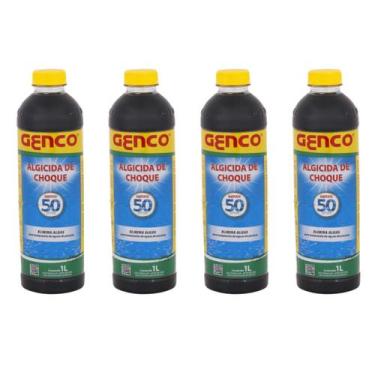 Imagem de Kit 4 Algicida Choque Genco 1l Eliminador De Algas Para Piscina