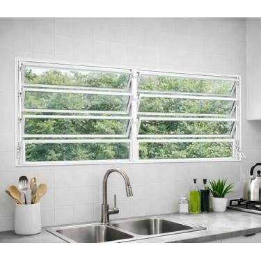 Imagem de Vitro Basculante Alumínio Branco 2 Seções 80x150 Brecorimo