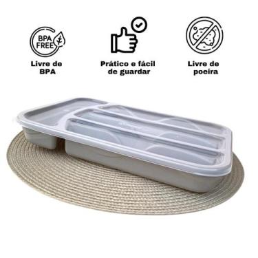 Imagem de Porta Talheres C Tampa Organizador Cozinha Gaveta Cinza - Jaguar