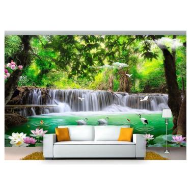 Imagem de Papel De Parede Cachoeiras Animais Pássaros 3D 7,50M² Xch02