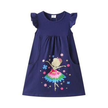 Imagem de Vestido Casual De Algodão Sem Mangas Com Estampa Floral Para Meninas, 