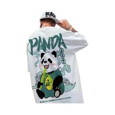 Imagem de Camiseta Masculina Estampada Panda, Confortável E Respirável, Gola Red