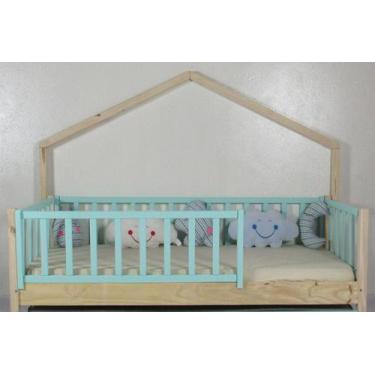 Imagem de Cama Montessoriana Solteirão Base Moldura Colorida Madeira Maciça Pinu