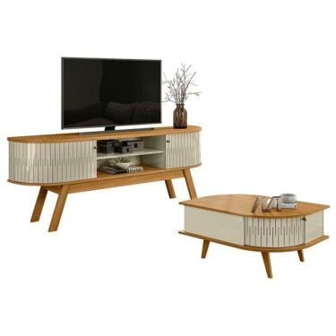 Imagem de Rack Bancada Valência Com Mesa De Centro Indianápolis Cumaru Opala - Madetec