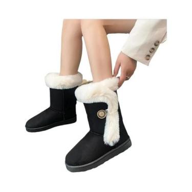 Imagem de Botas De Neve Casuais Femininas De Inverno Com Bico Redondo, Confortáv